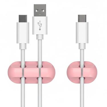 Imagem de Clipes de cabo, organizador de cabos USB, suporte de cabo de carregamento, gerenciamento de fios para carro, escritório, mesa de trabalho, quarto, cabeceira, mesa de cabeceira