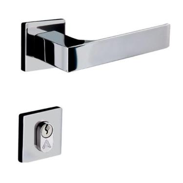 Imagem de Fechadura Entrada Reta Roseta 6cm Cromado Quadratta Aliança - Aliança 