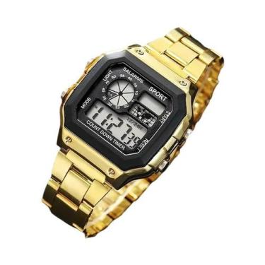 Imagem de Relógio Digital Clássico Masculino De Luxo Com Pulseira De Aço Inoxidá