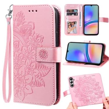 Imagem de Furill Capa carteira compatível com Samsung Galaxy A16 5G/4G e protetor de pulso flor couro flip porta-cartões Folio bolsa suporte acessórios para celular capa para celular A 16 16A SM-A166U meninas