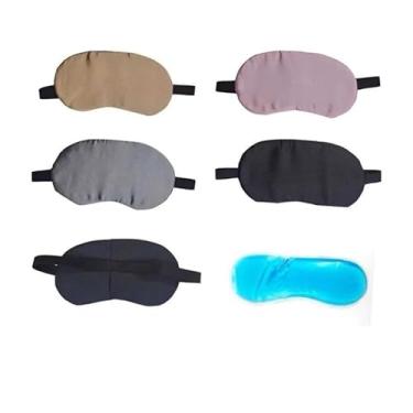 Imagem de Mascara de Dormir 3D Mascara Para Dormir Bloqueio de Luz Com Alça Ajustável Venda Noturna(Liso C/Gel Preto)