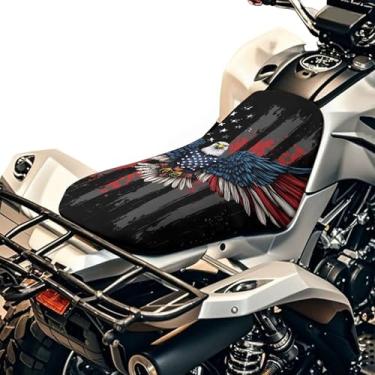 Imagem de gearider Capa de assento Eagle ATV bandeira americana respirável impermeável 4 rodas proteção de assento compatível com a maioria dos quadriciclos para esportistas, rancheiros, capatazes, scrambler