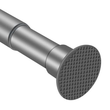 Imagem de Varão de cortina de chuveiro cinza 71 cm a 195 cm, nunca enferruja, antiderrapante, ajustável, sem perfuração, haste de tensão de mola resistente de 2,5 cm de diâmetro para banheiro/armário/janelas