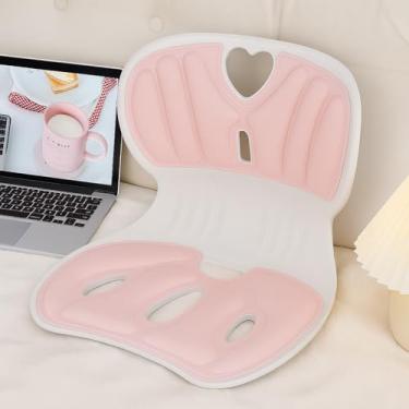 Imagem de Assento Ergonômico para Cadeira com Apoio Lombar e Alívio de Dor no Cóccix, Almofada Ortopédica para Postura Correta, Espuma Premium de Alta Densidade, Uso em Escritório, Casa ou Carro (Rosa)