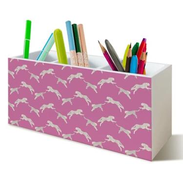 Imagem de YTRGI Suporte de caneta leopardo para decoração de mesa de escritório, suporte de lápis de madeira de guepardo, organizador de placas para acessórios de mesa de escritório em casa, presentes de