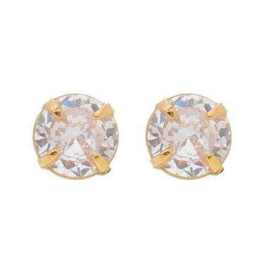 Imagem de Brinco Zircônia 6Mm Banhado A Ouro 18K - Mariah Store Semijoias