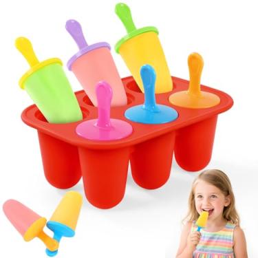 Imagem de BAUSAR Moldes de picolé de silicone, molde pequeno sem BPA para crianças, crianças e bebês, moldes reutilizáveis para picolé, mini moldes de picolé com palitos coloridos, moldes de sorvete, moldes de