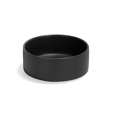 Imagem de XPEQIRAY Tigela de cerâmica para cães e gatos moderna e pesada tigela de comida e água com esmalte fosco para substituição (preta, 382 g)