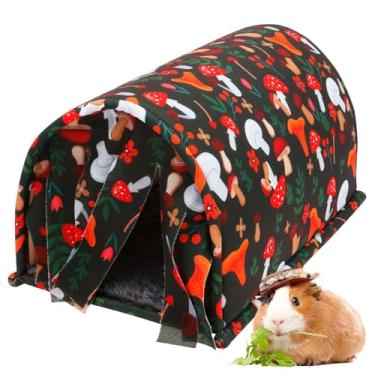 Imagem de ZFLYCANP Casa de túnel de porquinho-da-índia, cama dobrável para animais e túnel quente, tubo de brinquedo para animais de estimação pequenos bidirecionais com cortinas para porquinho-da-índia