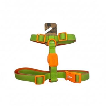 Imagem de Zooghy Peitoral Acqua Wave para Pets, Design H, Resistente à Água, Verde com Borracha Laranja, Ajustável 40-66,8cm Pescoço, 62-107cm Peito
