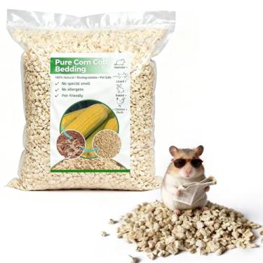 Imagem de XXYOUPIN Roupa de cama natural de espiga de milho para animais de estimação - Roupa de cama premium para animais pequenos de 1,25 g para hamsters, pássaros, répteis e muito mais, absorvente e controle