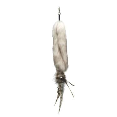 Imagem de Luzhengyang Recargas de varinha Feather Cat Teaser – Cabeças inspiradas em pássaros naturais, acessórios de brinquedo de gato para brincadeiras interativas (pacote com 5) (refil de penas branco-cinza)