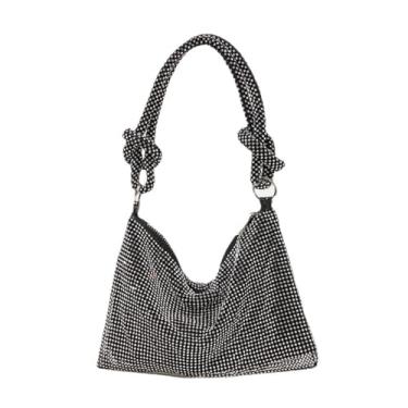 Imagem de YUGAORULI Bolsa de mão brilhante com strass bolsa de mão com diamantes para mulheres bolsa de noite para festa de formatura e casamento, Preto