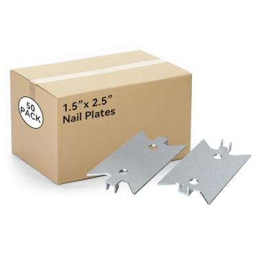 Imagem de Demimy Placa de prego de aço de 3,8 cm x 6,3 cm para parafusos de madeira, escudo de segurança de calibre 19 com garras afiadas, protege a fiação elétrica e o encanamento de perfurações de unhas