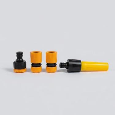 Imagem de Kit Esguicho para Jardim com Pistola Pulverizadora, Adaptador e 2 Conectores, PP Resistente, 13,5 cm, Laranja e Preto, para Regar Plantas e Lavar Áreas Externas (Amarelo)
