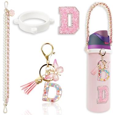 Imagem de Acessórios de letras para garrafas de água Owala – 680 g 947 g 1,134 g, com lindo pingente inicial e alça de alça, compatível com Free Sip, copo de café, Owala Kids, Sway, Stanley Cup Accessories