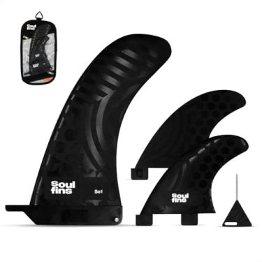 Imagem de Kit Quilha Longboard/SUP (2+1) Quilha Quilhão Central + Estabilizadores FCS1 Rigidez SO1 Preto/Branco (Preto)