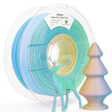 Imagem de AMOLEN Filamento Pla Matte para Impressora 3D, Filamento Pla de Três Cores de 1,75 Mm com Acabamento Fosco Suave, Filamento de Impressão 3D para A Maioria Das Impressoras 3D Fdm, Precisão Dimensional