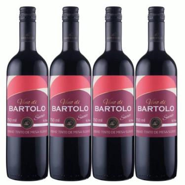 Imagem de Kit 4 Vinho Tinto Suave Di Bartolo 750ml Vinicula Garibaldi Serra Gaúc