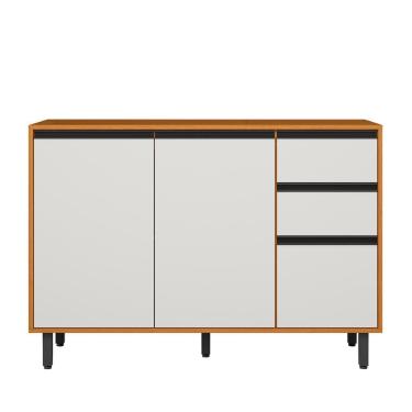 Imagem de Balcão de Cozinha Ravena com Tampo 120cm 3 Portas 2 Gavetas