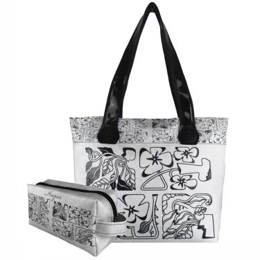 Imagem de Bolsa Feminina Casual Com Relevo 3D Necessaire Cinza Magicc BN-238