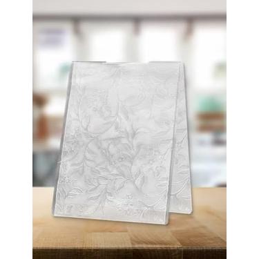 Imagem de Pastas de relevo de plástico com folhas de flores para fazer cartões, pastas em relevo de fundo de videira para scrapbook faça você mesmo, pastas de modelo de folhas de renda para decoração de álbum