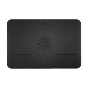 Imagem de simhoa Tapete de ioga pequeno, antiderrapante, para meditação, academia, com apoio para os joelhos, ideal para exercícios de flexão de joelhos, viagens e, Preto