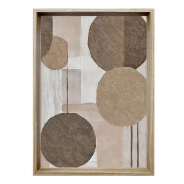 Imagem de Quadro Abstrato Formatos Terrosos I com Vidro Colorido 50x70 cm