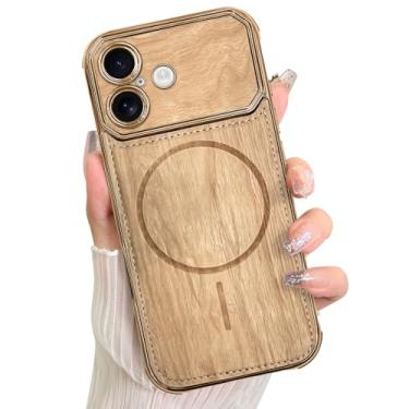 Imagem de LSL Capa para iPhone 17 [compatível com MagSafe] Design de impressão de padrão de madeira com revestimento de TPU macio, lente de câmera completa, antiqueda, antiarranhões, à prova de choque, capa