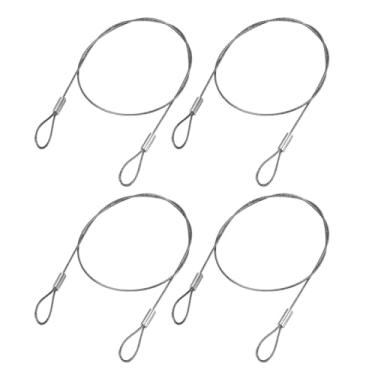 Imagem de YOKIVE 4 cabos de segurança para luzes de palco, cordas de segurança de aço inoxidável 304 com laços duplos | Ótimo para iluminação LED de festa (prata, 40,6 cm, 1,2 mm de diâmetro)