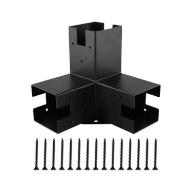 Imagem de Kit de madeira de 90 graus, suporte de canto de ângulo reto, construção de pérgula, conjunto completo de instalação, estabilidade aprimorada (3T)