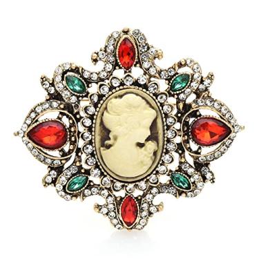Imagem de Yalych Broche vintage strass senhora broches para mulheres unissex beleza menina figura festa escritório broches presentes