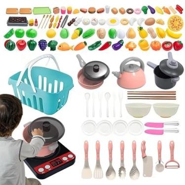 Imagem de Cozinha De Brincar Infantil - 110 Peças Brinquedos De Cozinha Infantis - Brinquedos de de Faz de Conta - para Casa Jogo de Papéis Festa Viagem Pré-escolar Jardim de Infância