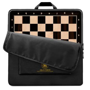 Imagem de A&A Tabuleiro de xadrez profissional de torneio de madeira de 48 cm / Palisandro africano e bordo incrustado/quadrados de 5 cm com nota/tabuleiro apenas