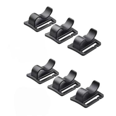 Imagem de 6 peças de clipes de tubo de bexiga de água pretos para pacote de hidratação, pacote de hidratação universal, bolsa de bexiga de água, clipe de tubo de bebida, mochila externa, clipe de mangueira