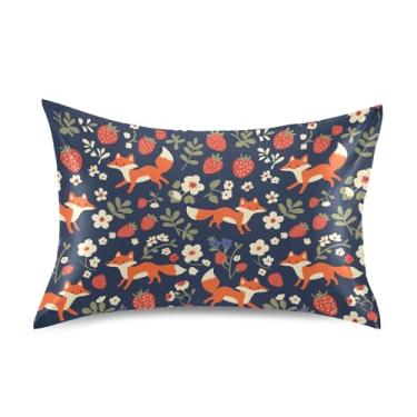 Imagem de Blueangle Linda fronha de cetim raposas para cabelo e pele, fronha de seda, tamanho Queen (50,8 x 76,2 cm) - Capas de almofada de cetim refrescantes com fecho de envelope (788)