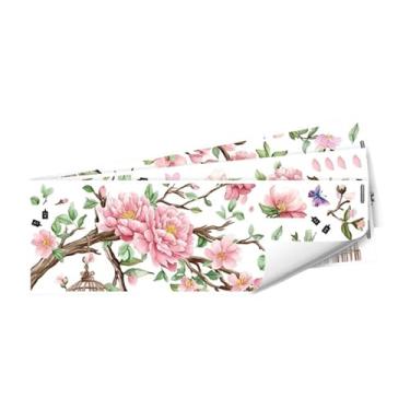 Imagem de FLCPJGV Adesivos de parede flores em flor 3 folhas design realista adesivos de porta de vidro janela murais de parede florais para armário de cozinha