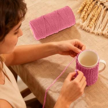 Imagem de Fio de algodão, corda artesanal macia para macramé, projetos de bricolage e muito mais, perfeita para pendurar na parede e decoração de casa
