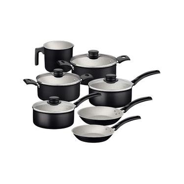 Imagem de Jogo de Panelas Tramontina Turim 7 Peças em Alumínio Antiaderente Starflon Max Preto