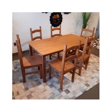 Imagem de Conjunto Sala de Jantar Mesa 150x80 cm 6 Cadeiras Madeira Marin Brasil