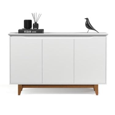 Imagem de Buffet Flow 3 Portas Prateleira Interna Organizadora Cantinho Café Decoração Sala Jantar Cozinha Branco - Lojas RPM