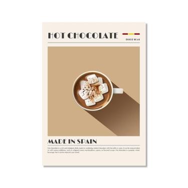 Imagem de Coffee Prints Cafe Latte Espresso Cappuccion Americano Cafe Poster Decoração de Cozinha Pintura em Tela Presente Decoração de Sala de Jantar (SKU9,50.8x71.1 cm =(50x70cm), Sem moldura)