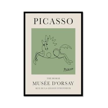 Imagem de Impressão em tela verde sálvia Pablo Picasso animais esboço arte de parede gato cão pássaro cavalo impressão linha abstrata desenho pôsteres para quarto casa escritório decoração (SKU15,40.6x61.0 cm =