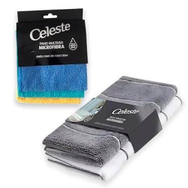 Imagem de Kit 5 Panos de Limpeza Microfibra Profissional: 3 Multiuso 30x30cm +2 Panões Mega Absorventes 80x50cm