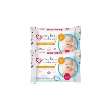 Imagem de Kit 2 Lenços Umedecidos Baby Nutriex 40 Unidades Sem Álcool Limpeza Meu Bebe Minha Vida Proteção Higiene