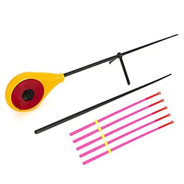 Imagem de Conjunto de Vara Pesca no Gelo Inverno Seção Superior ABS com Suporte Duas Pernas Leve Flexível Pontes Macias para Estável