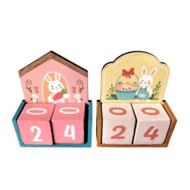 Imagem de Calendário Decorativo, Requintadamente Encantador,Ideal Para DecoraçãO de Mesas, Prateleiras e Aparadores(CALENDÁRIO PASCOA)