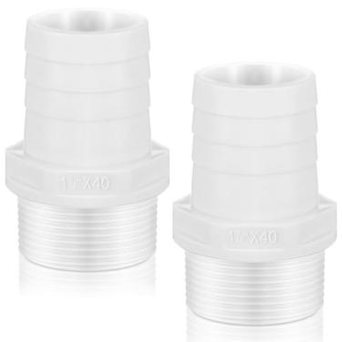 Imagem de Innconee Adaptador de encaixe de tubo de PVC para piscina, 4 peças, acessórios de mangueira farpada x NPT macho para tubo industrial portátil água jardim mangueira de cozinha bomba de piscina (3,5 cm