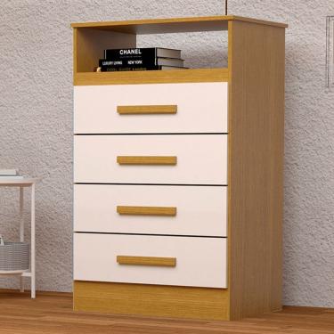 Imagem de Cômoda Gaveteiro Jéssica 4 Gavetas 100% Mdf Flex Cinamomo/Off White -  Acp Móveis