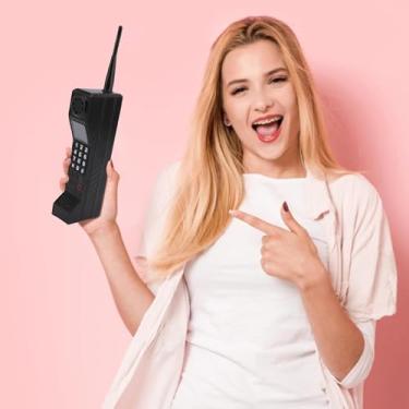 Imagem de Telefone m¨®vel retr? dos anos 80, pagers e apitos 90 s, telefone m¨®vel infl¨¢vel, ornamento de telefone celular de tijolo retr?, para decora??es de festa acess¨®rios de vestido de celular retr?(bla